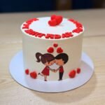 Red Heart Cake Topper Set with Illustrated Couple (1kg)