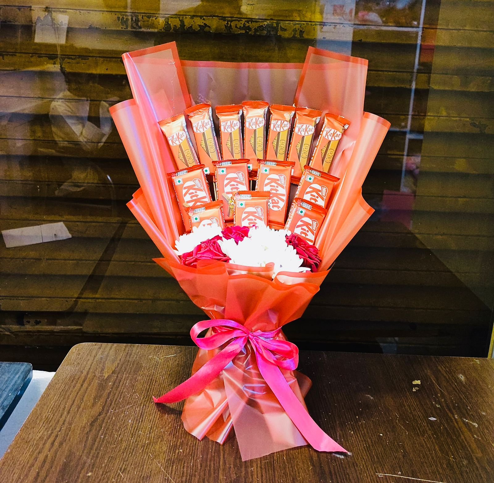 WhatsApp Image 2026-01-22 at 03.47.28 (1) KitKat Red & White Flower Bouquet - Image 1